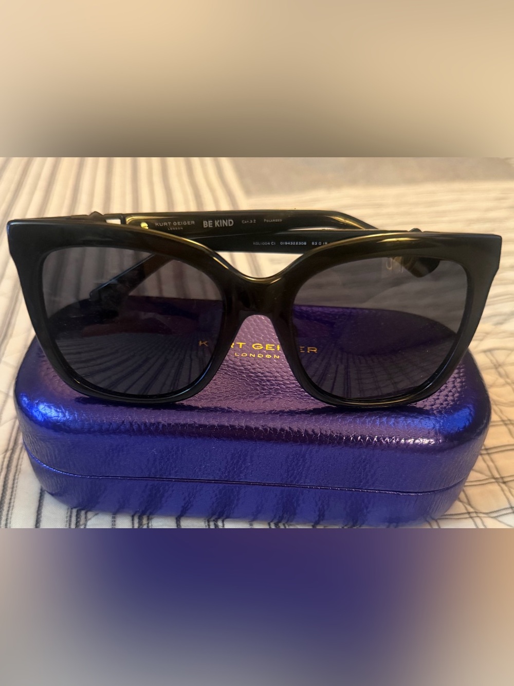 Kurt Geiger Black Oversized Cat-Eye Sunglasses